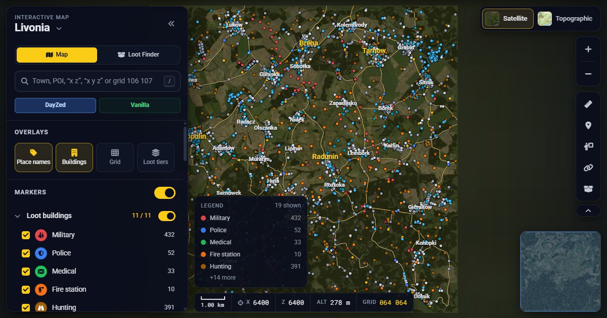 DayZ Livonia Map: Interactive Loot, Towns & POIs | DayZed.GG