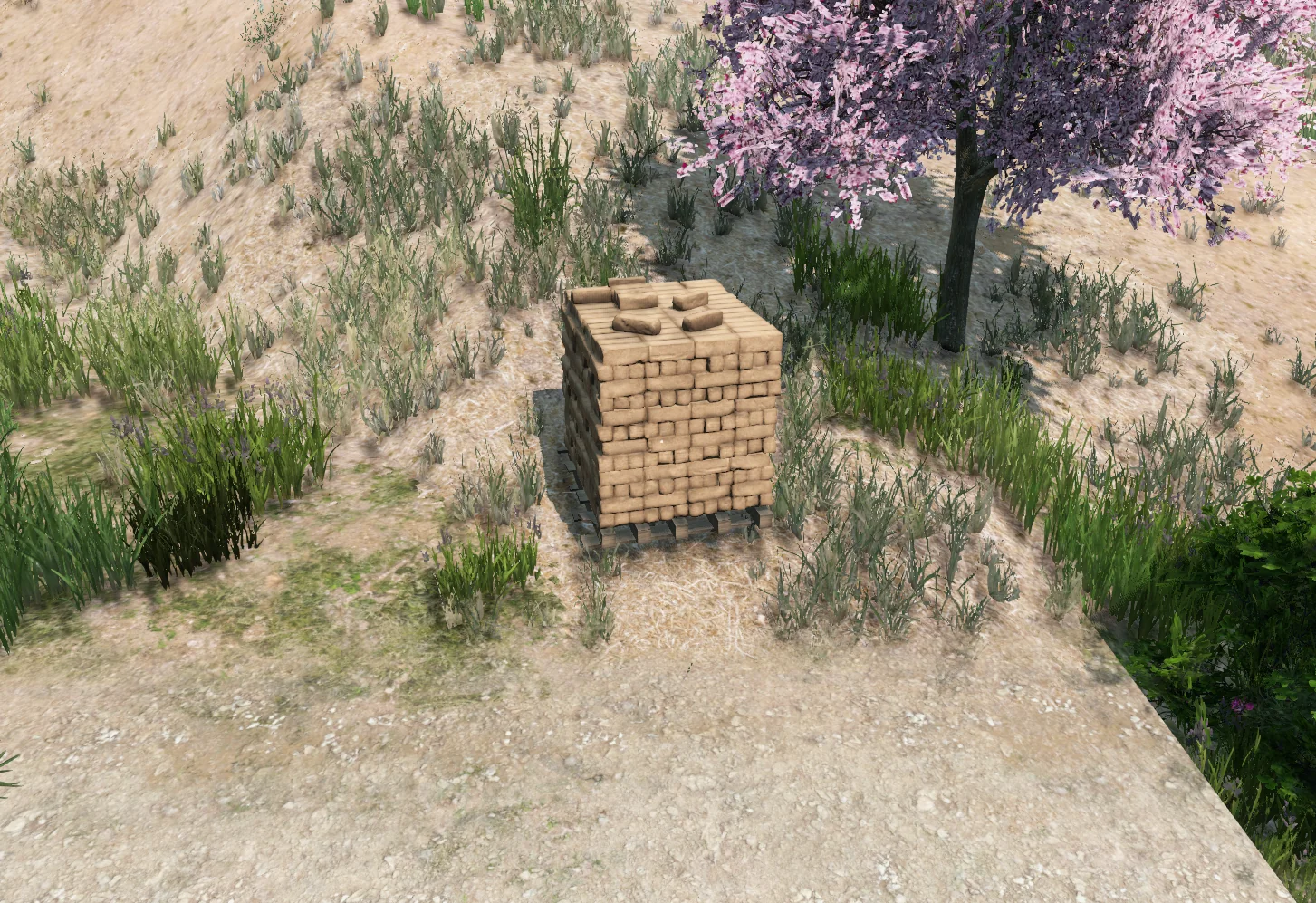 A brick pile: take bricks off it by hand